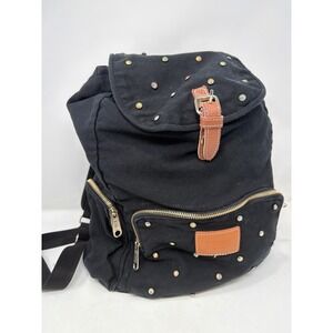PINK by Victoria's‎ Secret Black Canvas Rhinestone Accent Drawstring Backpack